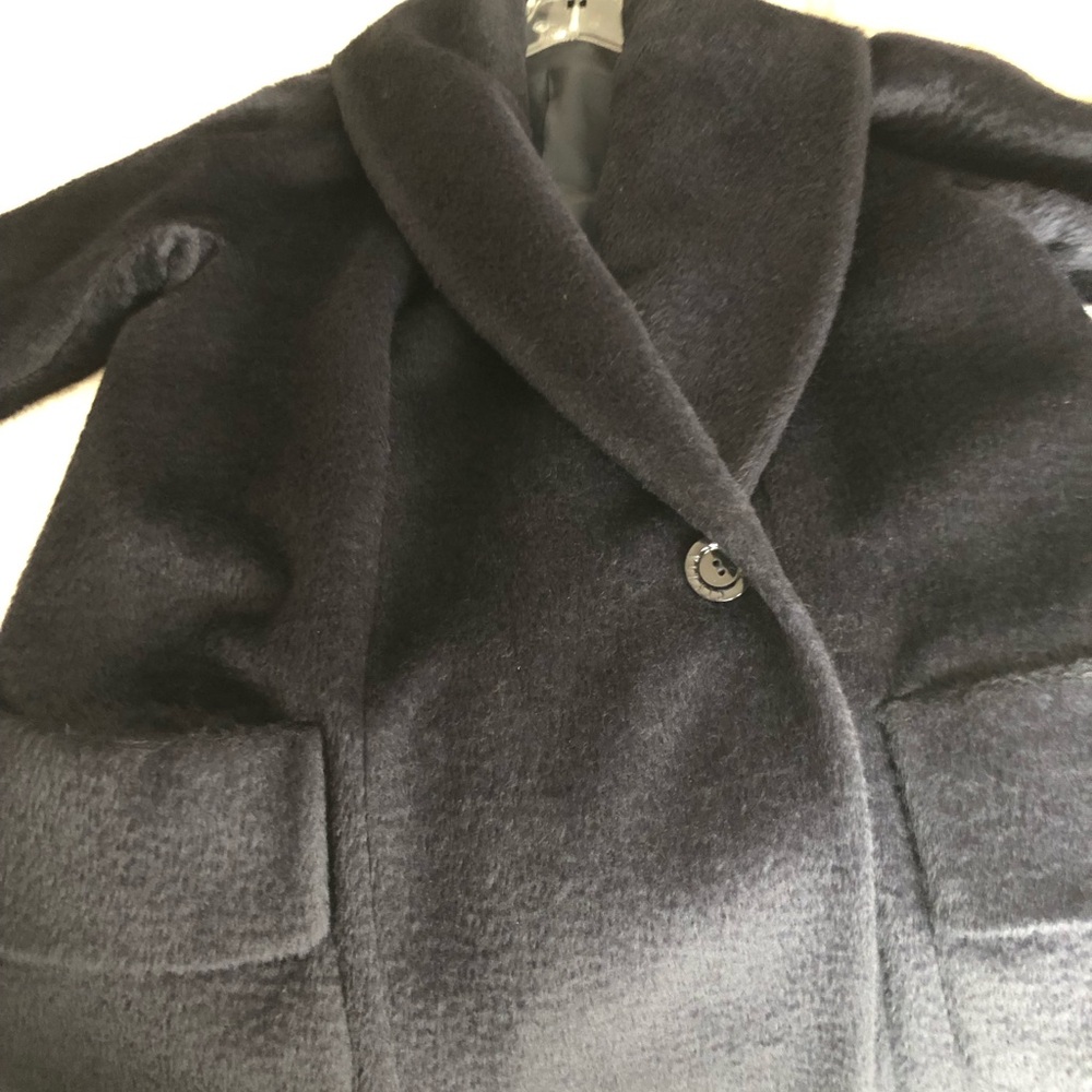 Timeless Blue Wool Pea Coat with Shawl Collar